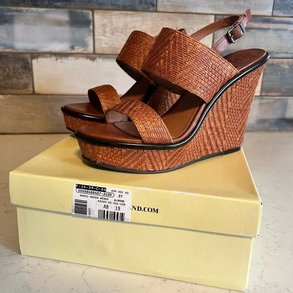 New Lucky Brand Maris Woven Wedge Platform Heeled Sandals - Picture 2 of 15